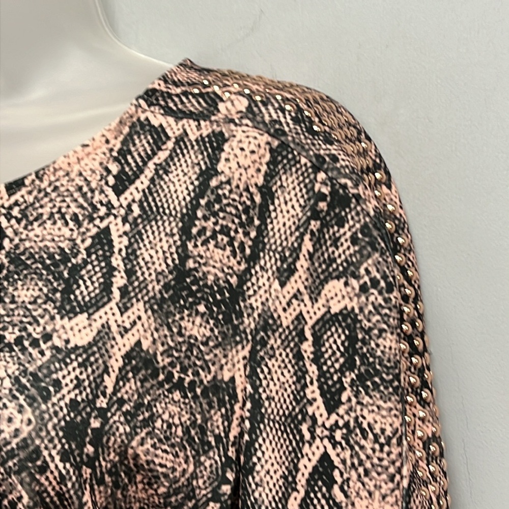 Aniye By Python Print Studded Sleeve Mini Sheath … - image 6